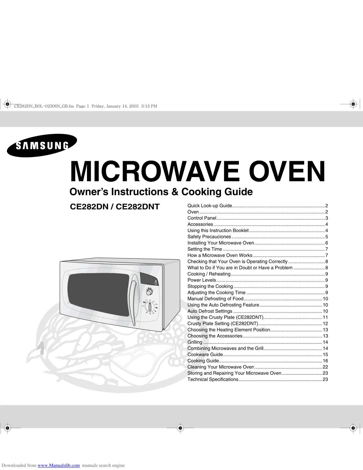 Первая страница инструкции Samsung CE282DNR/BWT