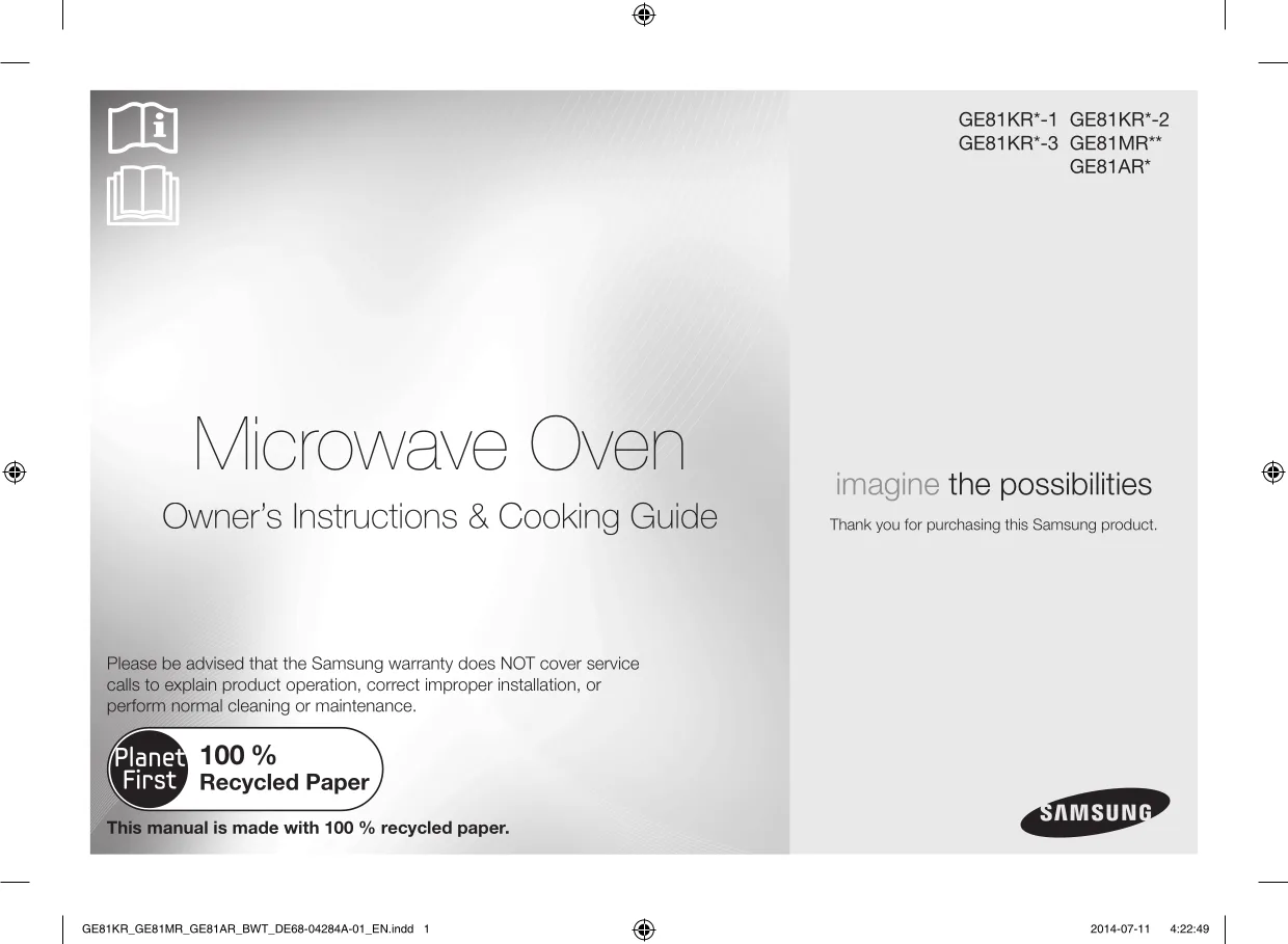 Первая страница инструкции Samsung GE81ARW/BW