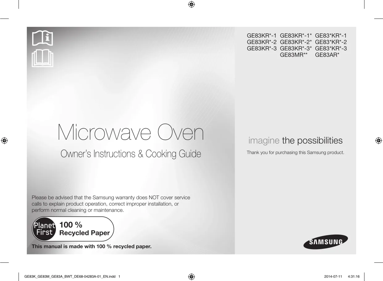 Первая страница инструкции Samsung GE83ARW/BW