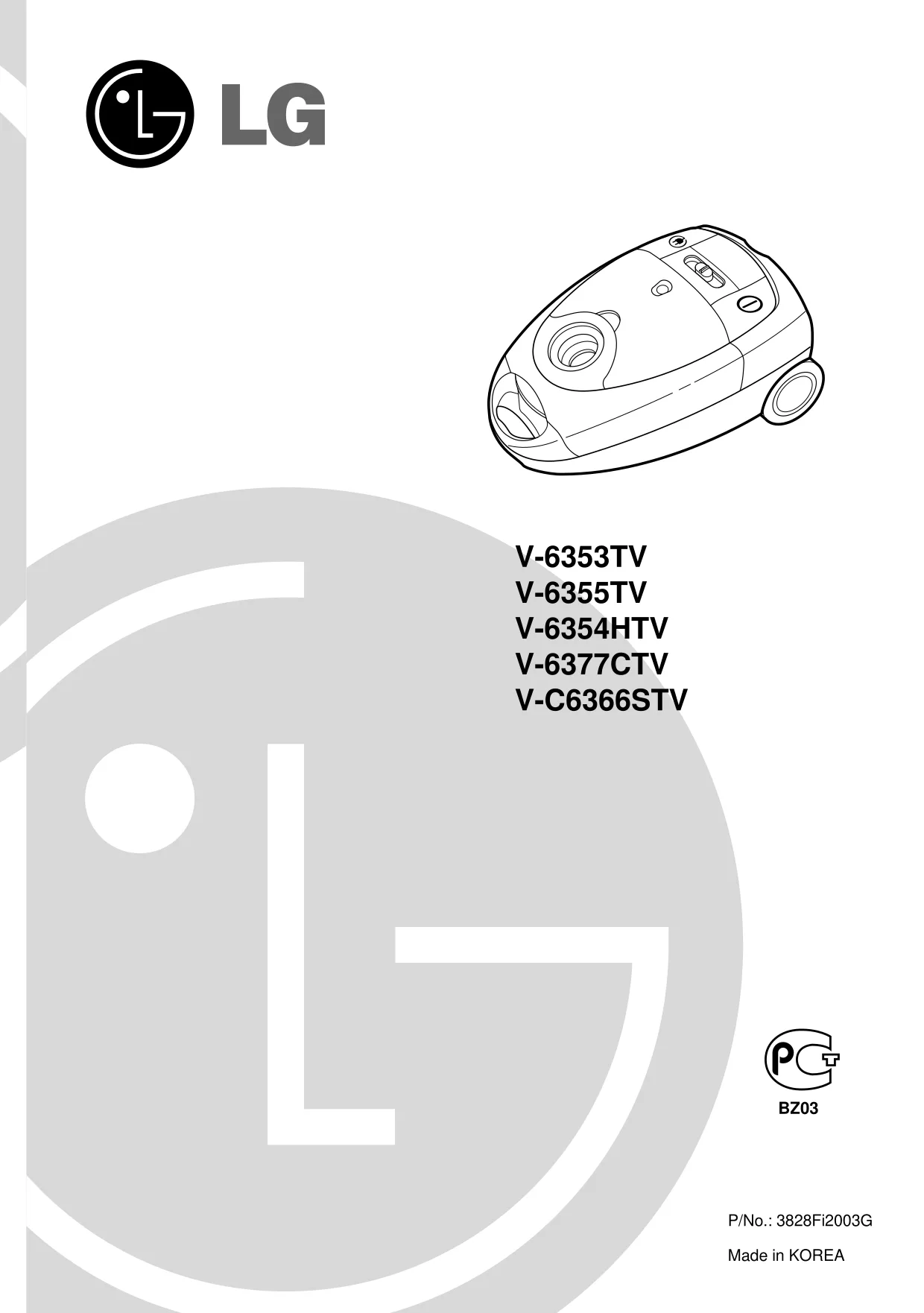 Первая страница инструкции LG V-C6366STV