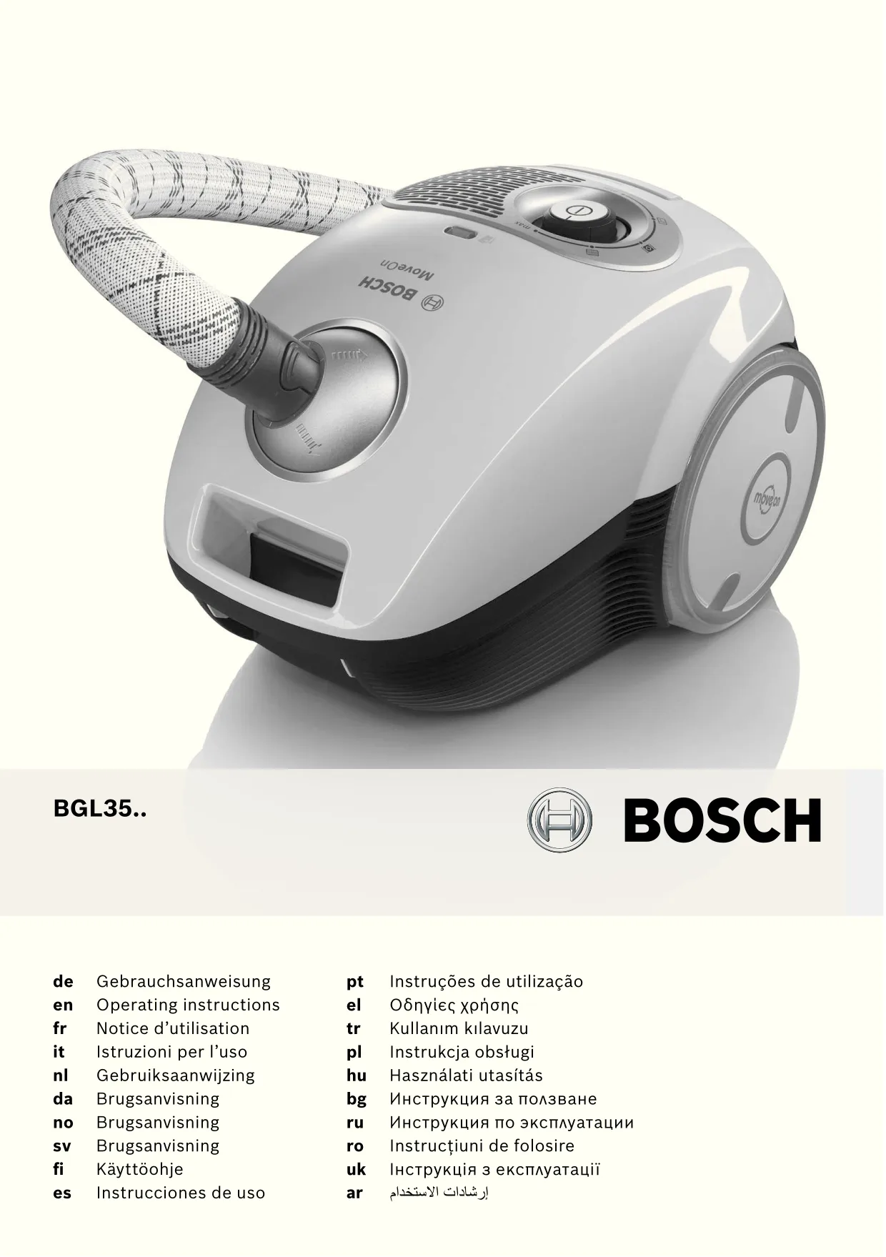 Первая страница инструкции Bosch BGL35MOVE5/01