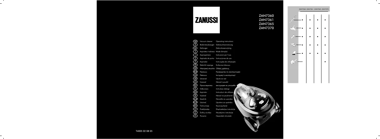 Первая страница инструкции Zanussi ZAN7365