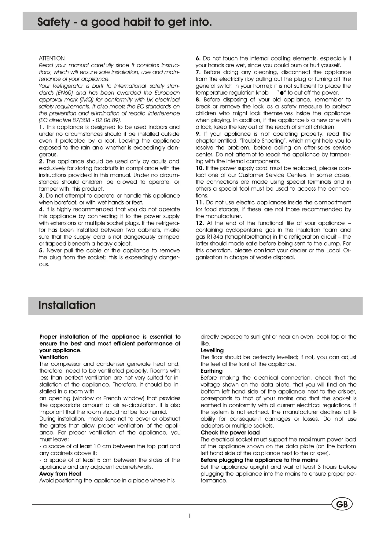 Первая страница инструкции Ariston MBA1167