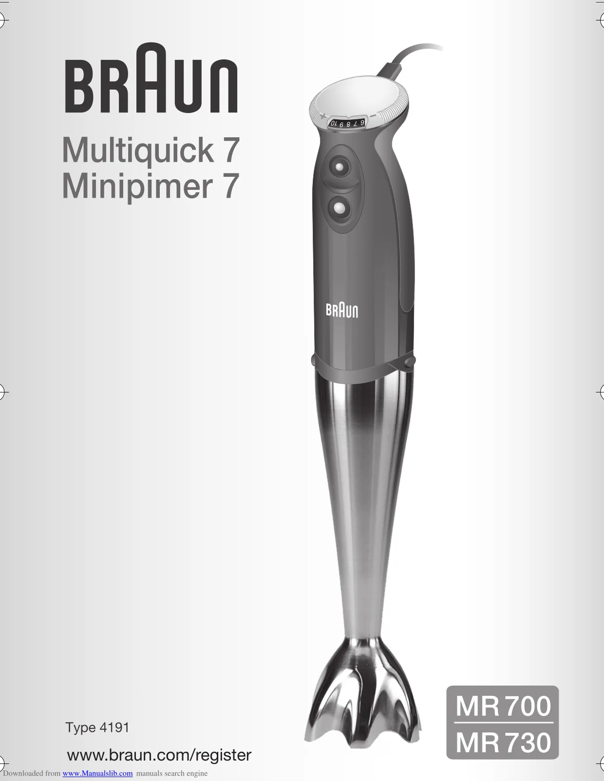 Первая страница инструкции Браун MR700