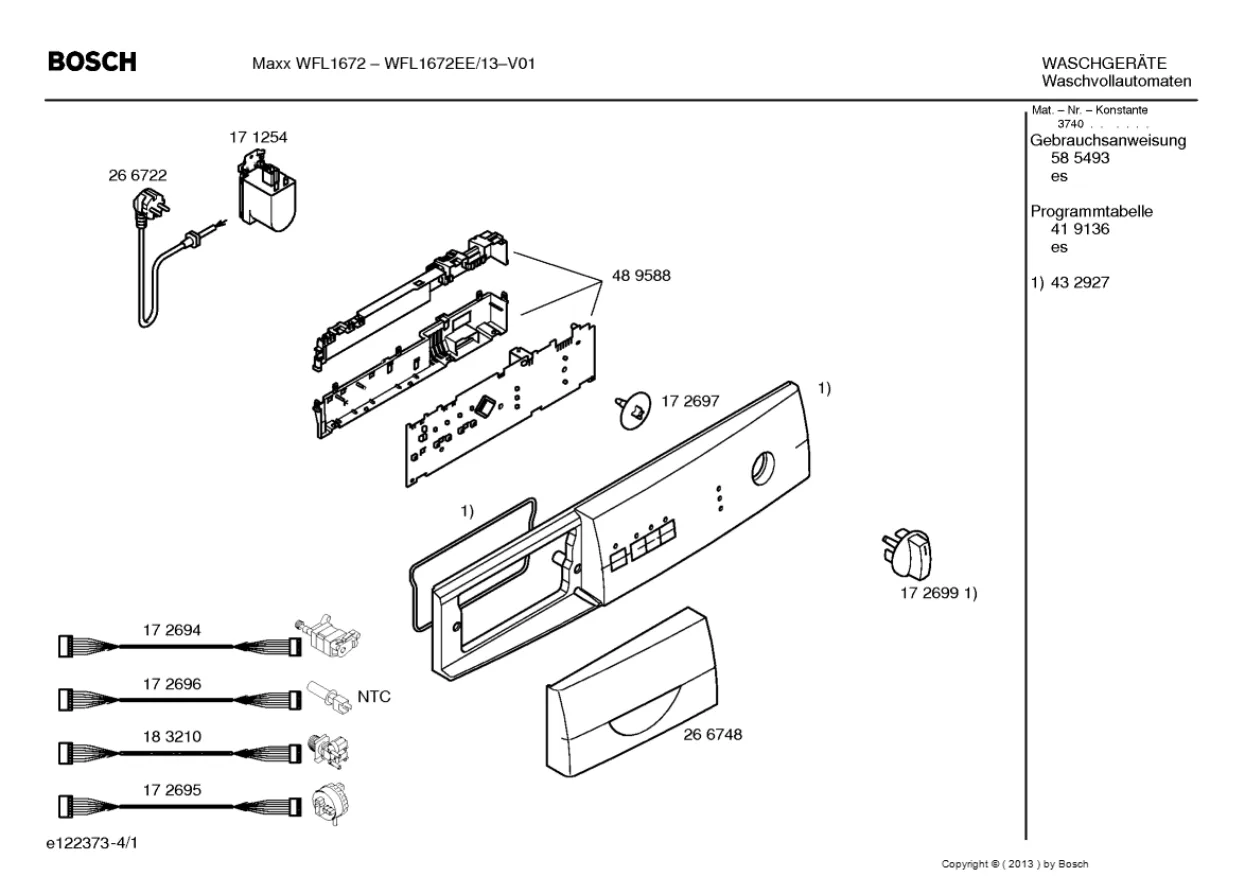 Первая страница инструкции Bosch WFL1672EE/13