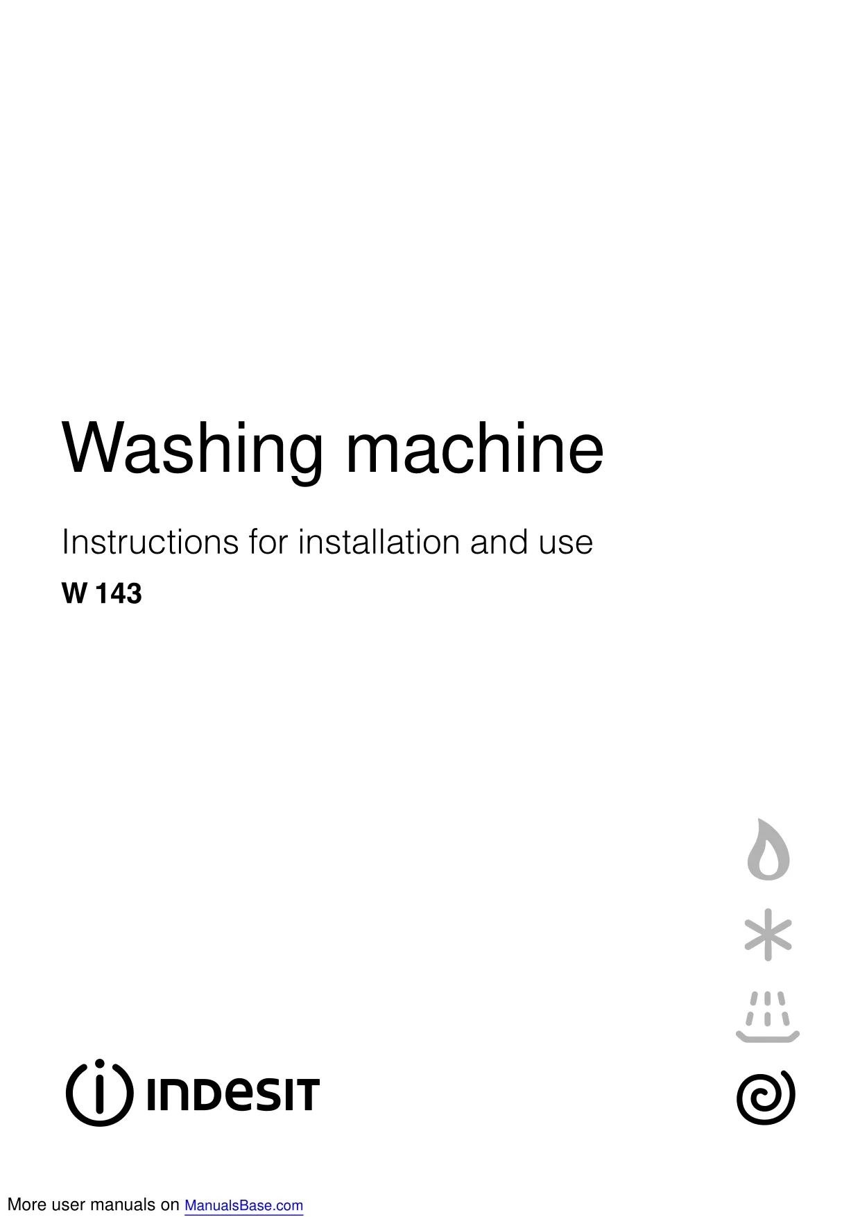 Первая страница инструкции Indesit W143UK